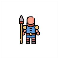 A cartoon character with a spear and a shield vector