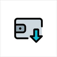 A wallet with an arrow pointing down vector