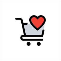 A shopping cart with a heart in it vector