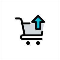 A shopping cart with an arrow pointing up vector