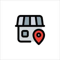 A store icon with a pin on it vector