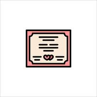 A certificate icon with a heart on it vector