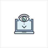 An eye icon on a laptop screen vector