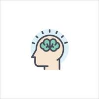 A brain icon with a light bulb in the middle vector