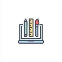 A computer and pencils on a white background vector
