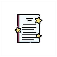 A star icon with a sheet of paper and stars vector