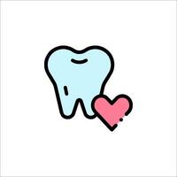 Tooth and heart icon in line style vector