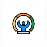 A man is standing in front of a green circle with a line around it vector