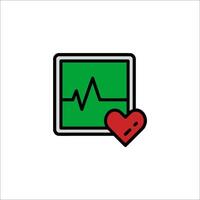 Heartbeat icon with a red heart vector