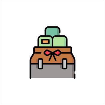 A suitcase with a bow on top of it vector