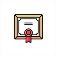 A certificate icon with a ribbon on it vector