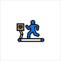 A man running on a treadmill with a heart vector