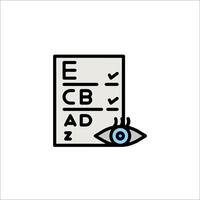 An eye is looking at a test sheet vector