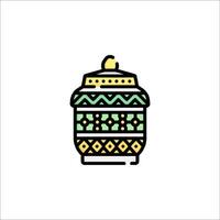 A jar with a green and yellow design on it vector