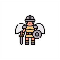 A cartoon character with a sword and shield vector