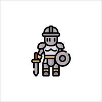 A knight with a sword and shield icon vector
