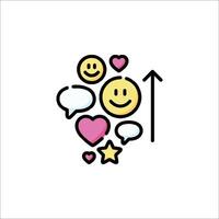 A smiley face with speech bubbles and an arrow vector