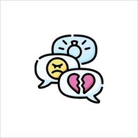A cartoon speech bubble with a broken heart and a broken clock vector