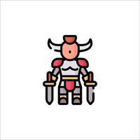 A cartoon character with horns and a sword vector