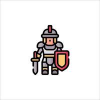 A knight with a sword and shield icon vector