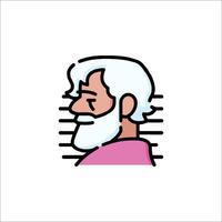 An old man with a beard and a pink shirt vector