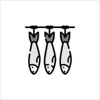Fish hanging on a rope icon illustration vector