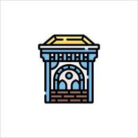 A building with a golden door icon vector