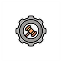 A judge's gavel icon on a gear wheel vector