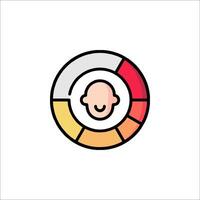 A man's face in a circle with a pie chart vector