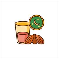 A glass of juice and dates on a white background vector
