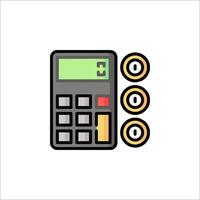 A calculator and coins icon on a white background vector