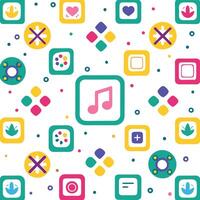 music icon background with colorful squares and circles vector