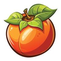 an orange fruit with leaves on it vector