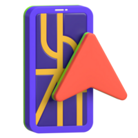 Smartphone Map with Navigation Arrow 3D Icon png