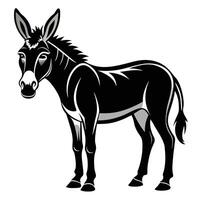 a black and white donkey standing in front of a white background vector