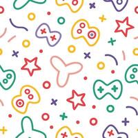 a colorful pattern with game controllers and stars vector