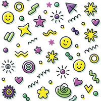 a colorful pattern with various objects and symbols vector