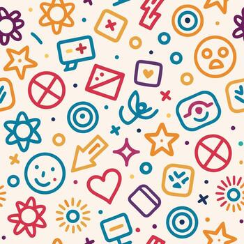 un vistoso modelo con varios íconos y símbolos vector