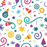 seamless pattern with party hats and confetti vector