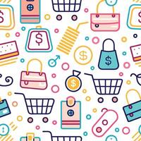 shopping seamless pattern with colorful icons vector