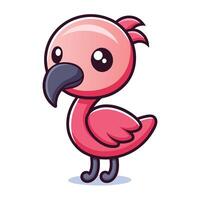a cartoon pink flamingo bird with a big beak vector