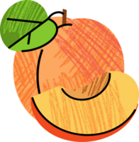 A peach with a slice on it png