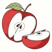 an apple with a slice cut out of it vector