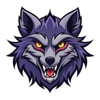 the head of a wolf with red eyes vector