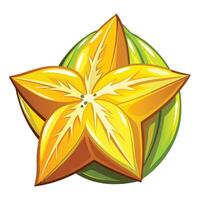 a star shaped fruit with yellow and green leaves vector
