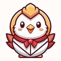 a cartoon chicken with a bow tie on its head vector