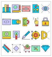 A set of 20 web design icons as graphic design, creative design, webpage setting vector