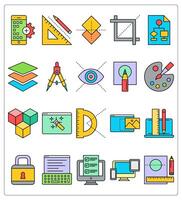 A set of 20 web design icons as mobile app settings, geometry, logo design vector