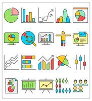 A set of 20 graph icons as pie chart, bar graph, statistics vector