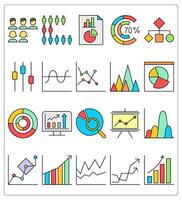 A set of 20 graph icons as employee, chart, chart document vector